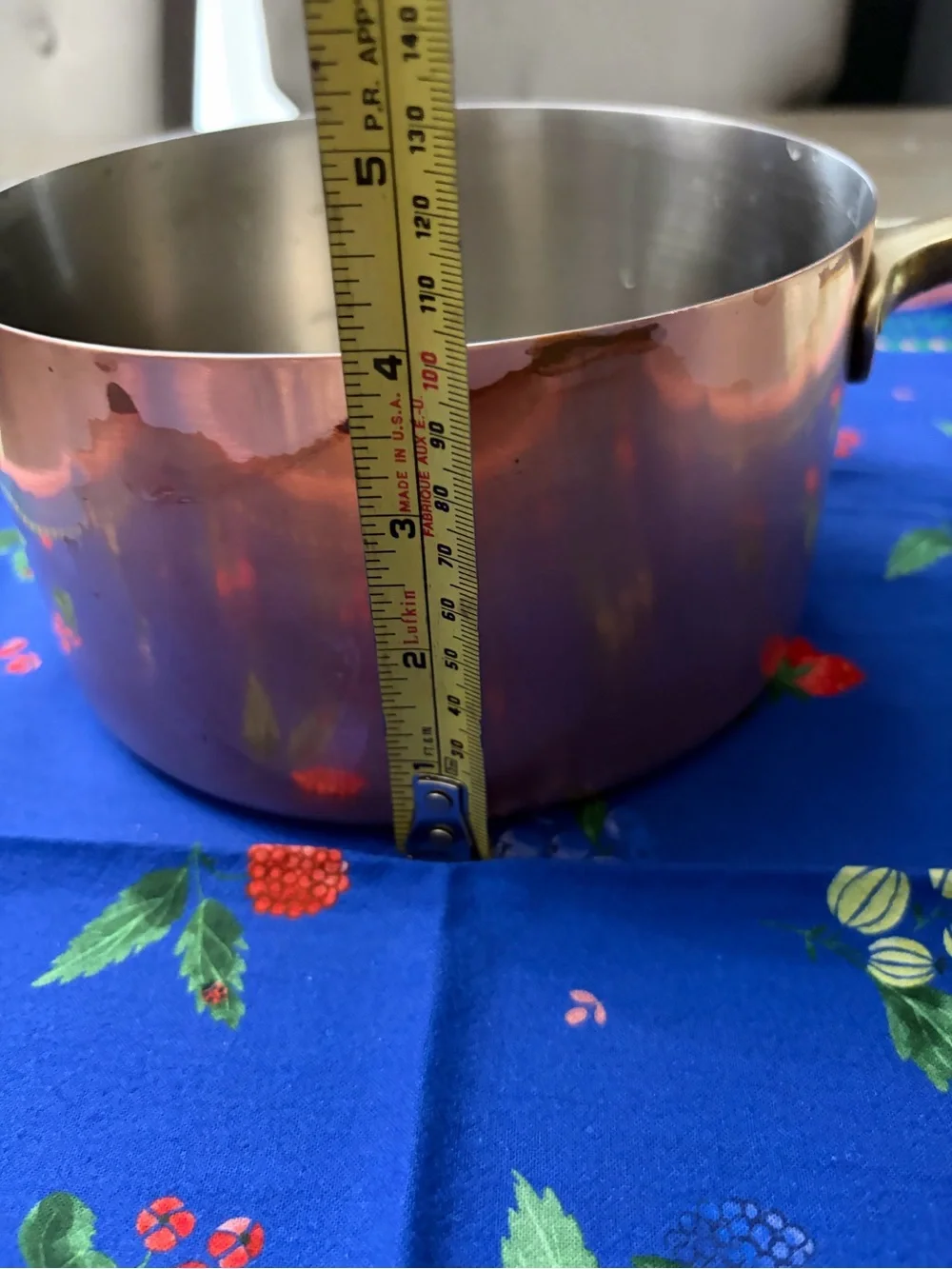 Vintage Paul Revere Copper -Tone Stainless Interior Saucepan with Brass Handle